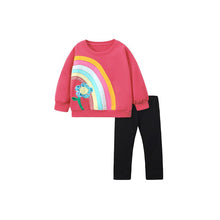 Load image into Gallery viewer, 22211TG-Little maven European and American cute rainbow flower long-sleeved suit