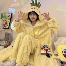 Load image into Gallery viewer, 2275JG-Autumn and winter coral fleece thick long nightgown + trousers home two-piece set