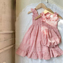 Load image into Gallery viewer, <Taiwan Pavilion> Y9419LS- Summer Plaid Lotus Leaf Sling Bodysuit