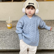 Load image into Gallery viewer, 121801PCW-Autumn and winter Korean version of twisted sky blue thick long sweater & leggings parent-child outfit