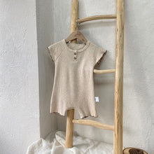 Load image into Gallery viewer, Y9458LS-Summer A-type waffle wave curling two-button bodysuit