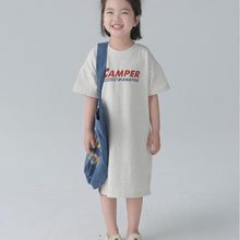 將圖片載入圖庫檢視器 BB-2418DS-日系字母印花開叉短袖洋裝親子裝