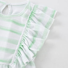 Load image into Gallery viewer, 9231DS-Summer striped round neck flying sleeve skirt top