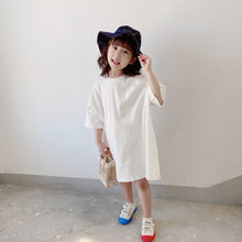 Load image into Gallery viewer, <Taiwan Pavilion> BB-2106DS-BOBOKIDS Spring and Summer New Children's Clothing Japanese Style Boys and Girls Solid Color Short Sleeve Neutral Wide Version Long T (A2)