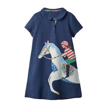 Load image into Gallery viewer, S0433DS-Little maven summer short-sleeved riding open chest girls dress