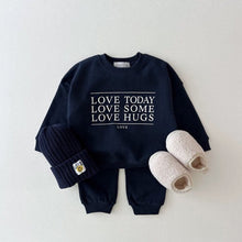 Load image into Gallery viewer, C129TG-Autumn and winter boys and girls leisure sweater pullover trousers plus fleece two-piece suit