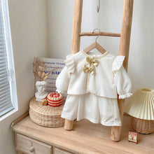 Load image into Gallery viewer, 2303279TG- Korean version of the baby girl sweet cardigan dress two-piece set
