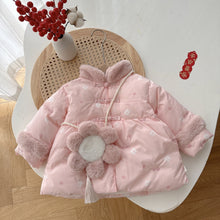 Load image into Gallery viewer, AY643SE-Autumn and winter girls' plus velvet New Year's greetings flower coat