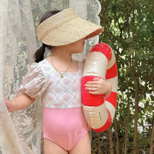 Load image into Gallery viewer, Y9441LS-Summer floral stitching halter back swimsuit