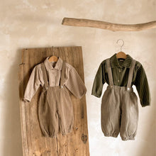 Load image into Gallery viewer, Y7403SE-Spring vertical striped casual shirt with wrinkled shoulders