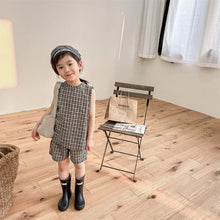 Load image into Gallery viewer, 123215TG-Summer Korean plaid short-sleeved shirt + shorts two-piece set