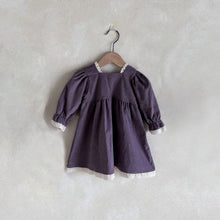 Load image into Gallery viewer, Y6406DS-Corduroy lace lantern sleeve dress