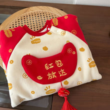 Load image into Gallery viewer, AL422LS-Winter New Year Greeting Plush Color-blocked Red Envelope Climbing Clothes