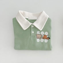 Load image into Gallery viewer, Y9392LS-Spring and Autumn Cotton Cartoon Print POLO Collar Long Sleeve Bodysuit