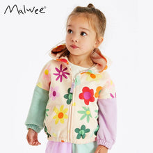 Load image into Gallery viewer, 9010SE-Autumn European and American children's casual zipper floral hooded jacket