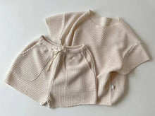 Load image into Gallery viewer, 80D187TG- Korean style short-sleeved simple baby lazy style knitted two-piece suit