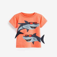 Load image into Gallery viewer, 9258SE- Summer European and American children's casual shark short-sleeved tops