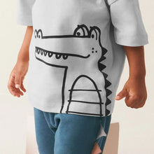 Load image into Gallery viewer, 9552TG-Summer children's casual round neck crocodile short-sleeved top + elastic waist pants two-piece set
