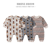 Load image into Gallery viewer, <Taiwan Pavilion> D23260LS-Autumn jacquard cute bear knitted crawling clothes
