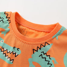 Load image into Gallery viewer, 9569TG-Summer European and American children's casual round neck short-sleeved crocodile top + pants set