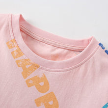 Load image into Gallery viewer, 9514TG-Summer children's casual short-sleeved elastic waist HAPPY top + shorts set