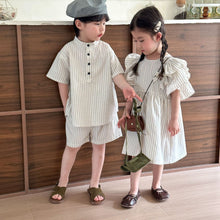 Load image into Gallery viewer, X86022TG-Summer short-sleeved cotton striped suit & dress
