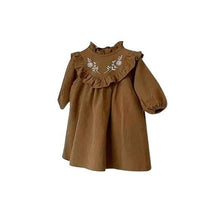 Load image into Gallery viewer, Y6334-Embroidered flower brushed wood ear stand collar long skirt