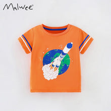 Load image into Gallery viewer, 9263SE-Summer European and American children's casual round neck rocket short-sleeved top