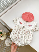 Load image into Gallery viewer, H10080LS-Summer embroidered large lapel baby girl short-sleeved bodysuit