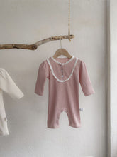 Load image into Gallery viewer, Y9321LS-Long Stand Collar Lace Waffle Jumpsuit