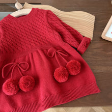 Load image into Gallery viewer, AQ024DS-Cute Thickened Girls Solid Color New Year Greetings Dress