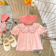 Load image into Gallery viewer, k2697LS-Cute bunny ears suspenders baby girl bodysuit