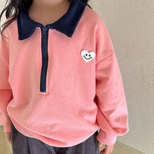 Load image into Gallery viewer, Q83050SE- Spring and Autumn Loose Love Zipper Long Sleeve POLO Shirt