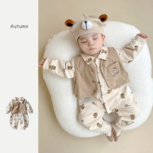 Load image into Gallery viewer, 2303242LS-Fake two-piece cartoon long-sleeved bear outdoor clothing