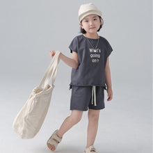 Load image into Gallery viewer, BB-2421TG-Japanese style raw edge printed sleeveless T-shirt shorts set