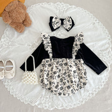 Load image into Gallery viewer, 233H16LS-Autumn floral big bow long-sleeved bodysuit + hairband