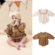 Load image into Gallery viewer, D23115LS-Autumn Nordic embroidered small flower long-sleeved bodysuit