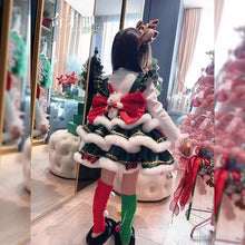 Load image into Gallery viewer, 11602DS-Winter Christmas Lolita Cake Dress + Deer Antler Headband + Socks & Inner Top