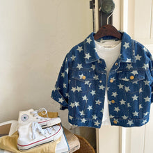 Load image into Gallery viewer, TC1465SE-Autumn boys and girls short denim jacket with full star print