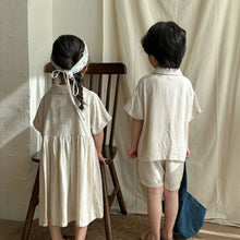 將圖片載入圖庫檢視器 X85223TG-夏季亞麻短袖男女兒童兄妹裝