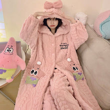 Load image into Gallery viewer, 2275JG-Autumn and winter coral fleece thick long nightgown + trousers home two-piece set