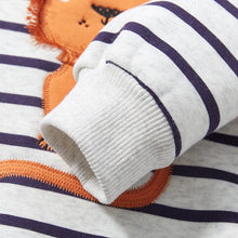Load image into Gallery viewer, HC1108SE-Little maven children's long-sleeved striped round neck plus velvet sweatshirt