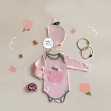 Load image into Gallery viewer, 71726LS- Spring and Autumn Peach Print Long Sleeve Bodysuit + Hat