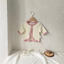 Load image into Gallery viewer, Y8413KTG- Summer Thin Large Pierced Edge Camisole Vest + High Waist Belly Protecting Large PP Pants + Long Sleeve Empty Cardigan Set