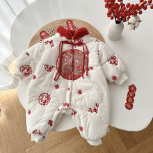 Load image into Gallery viewer, AL744LS-Winter baby padded thickened embroidered jumpsuit for New Year's greetings