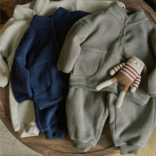 Load image into Gallery viewer, D23383TG-Baby suit winter fleece solid color top + trousers two-piece set
