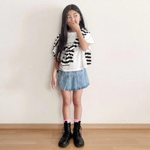 Load image into Gallery viewer, 199DS-Spring and Summer Girls Heavy Duty Pleated Denim Half-length Puffy Umbrella Skirt
