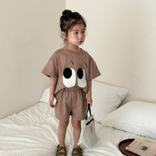 Load image into Gallery viewer, X83630TG-Summer loose cotton big eyes short-sleeved top + shorts two-piece set