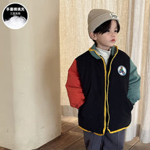 Load image into Gallery viewer, D83396SE-Winter children's contrast color thick down cotton mid-length bread coat