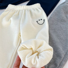 Load image into Gallery viewer, H10071APA-Spring Korean style smiley face embroidered waffle thin versatile cuffed trousers